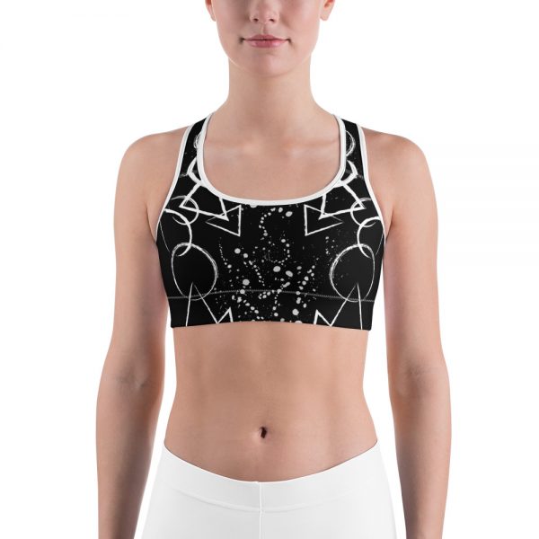 Artistic Lines Style Black and White Sports bra 1