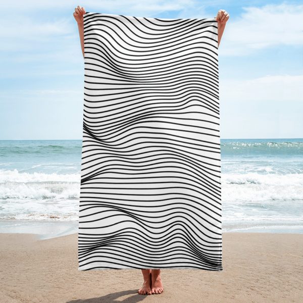 Wavy Black and White Lines Towel 1